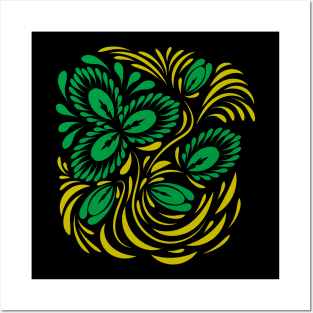 Folk floral print . Abstract flowers art , poster. Posters and Art